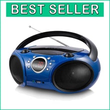 Load image into Gallery viewer, Stylish Starlight Blue CD Boombox with Wireless Bluetooth and Headphone Jack