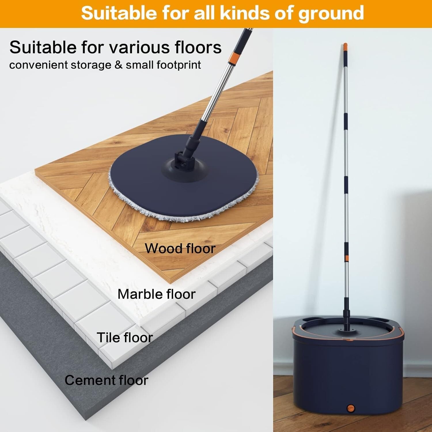 360-Degree Spin Mop System with Telescopic Handle for Easy Floor Cleaning