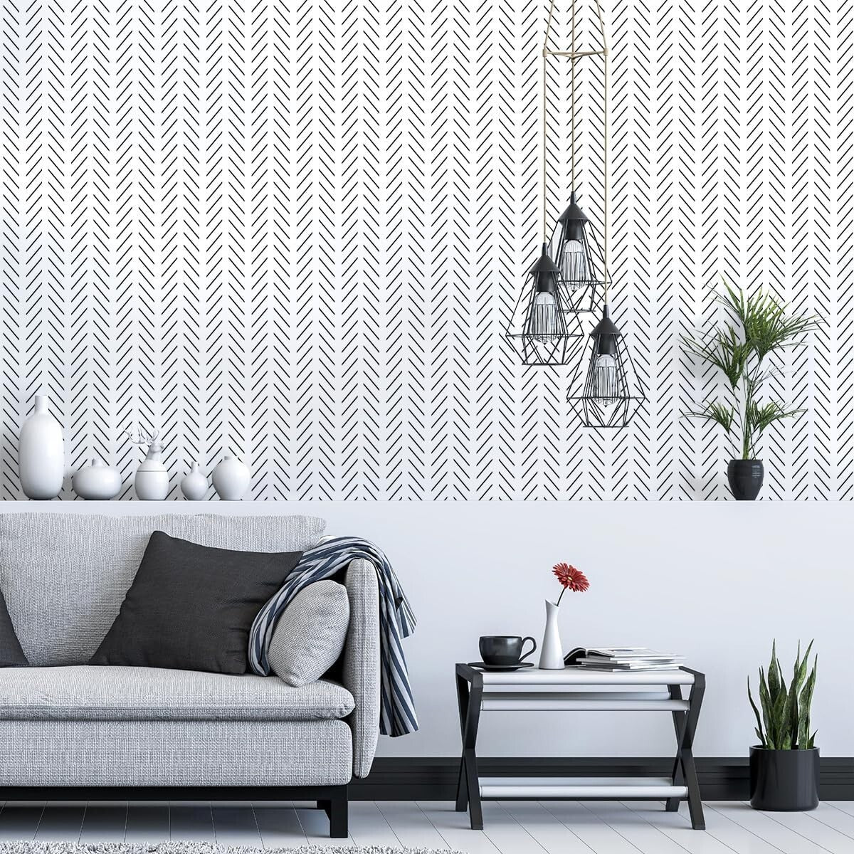 72.65 Sq.ft Modern Black & White Peel and Stick Wallpaper for Versatile Décor