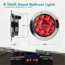 Load image into Gallery viewer, LED Waterproof Trailer Lights - 10 Pack 4" Round Lights for Brake &amp; Turn Signals