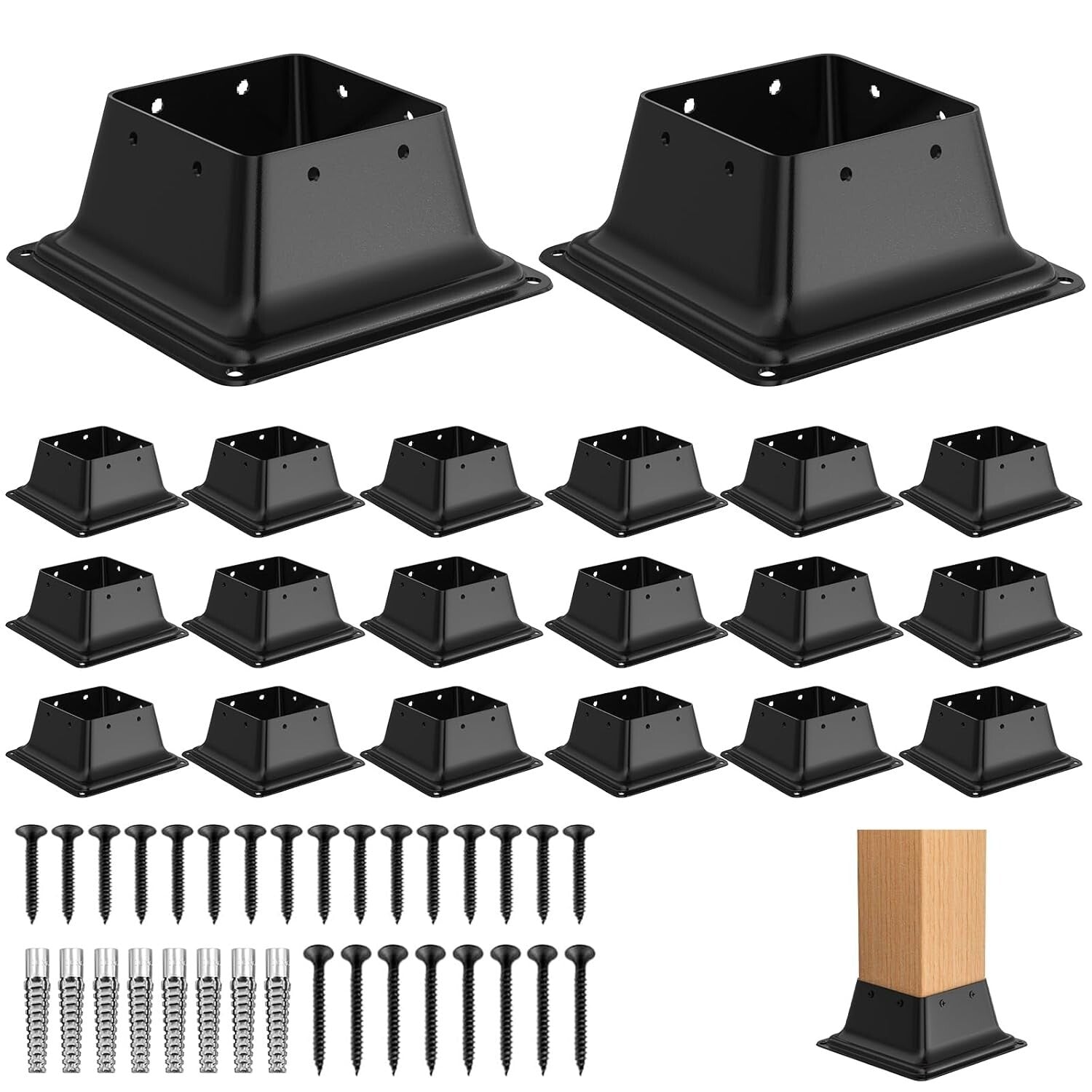 Durable 20 Pack Steel Post Base Brackets for Easy Deck & Porch Installation