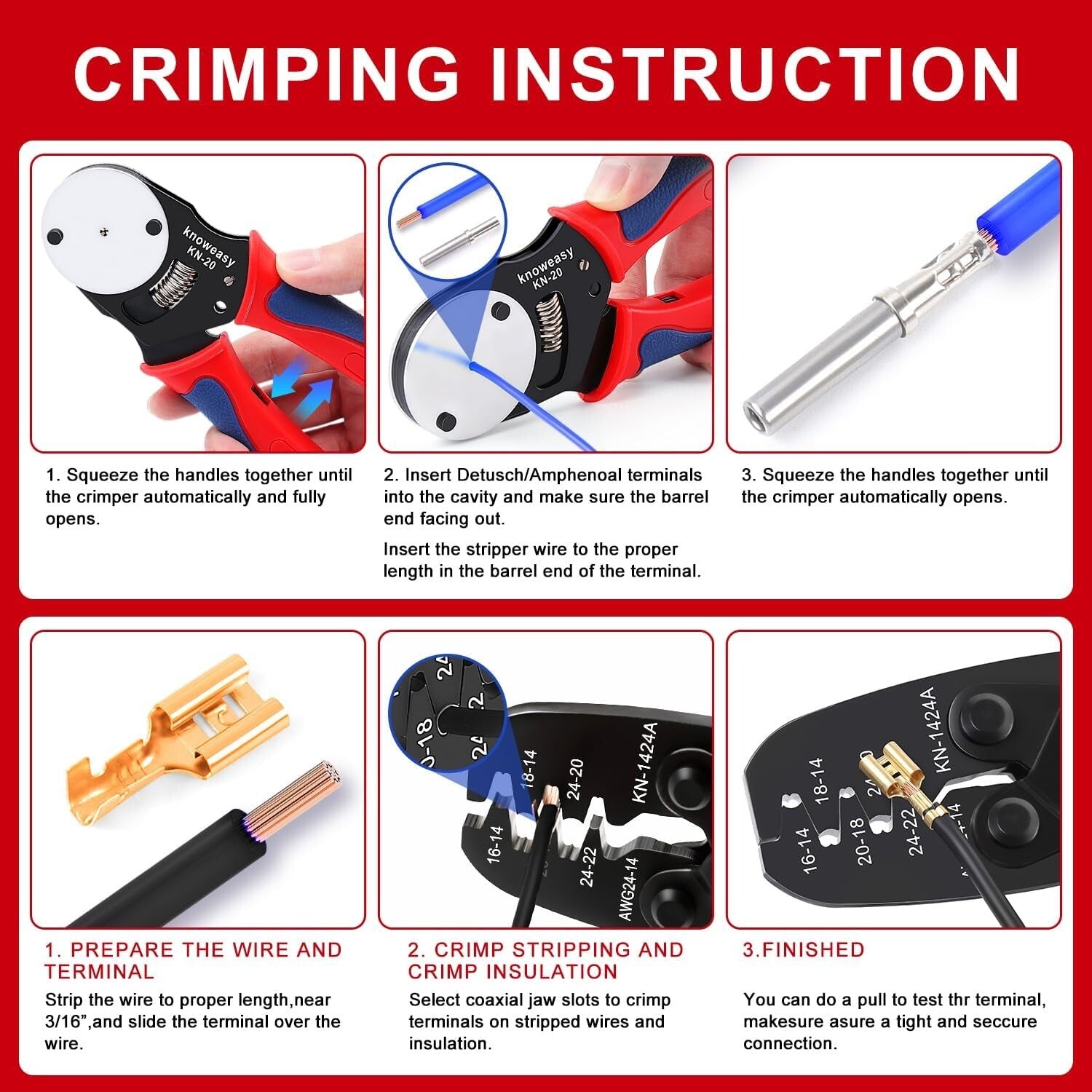 Complete Automotive Wiring Kit with Crimpers and Terminal Removal Tools - 8PCS