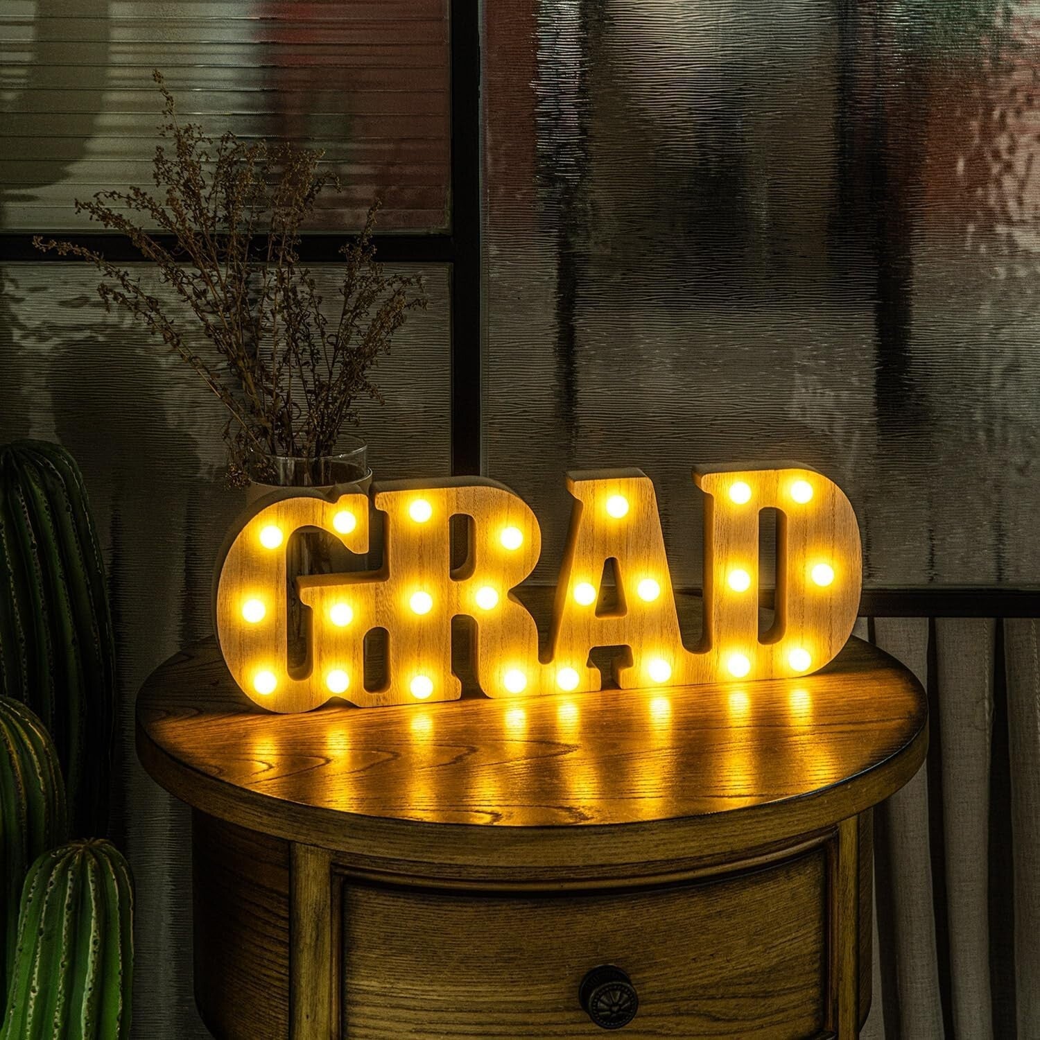 Sturdy Wooden 'Grad 2025' Marquee Lights for Graduation Party Centerpieces