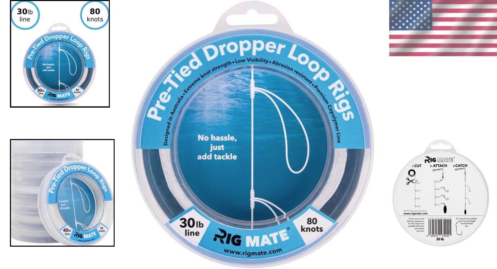 Angler's Essential: Pre-Tied Dropper Loops on 30Lb Spool - Lightweight & Compact
