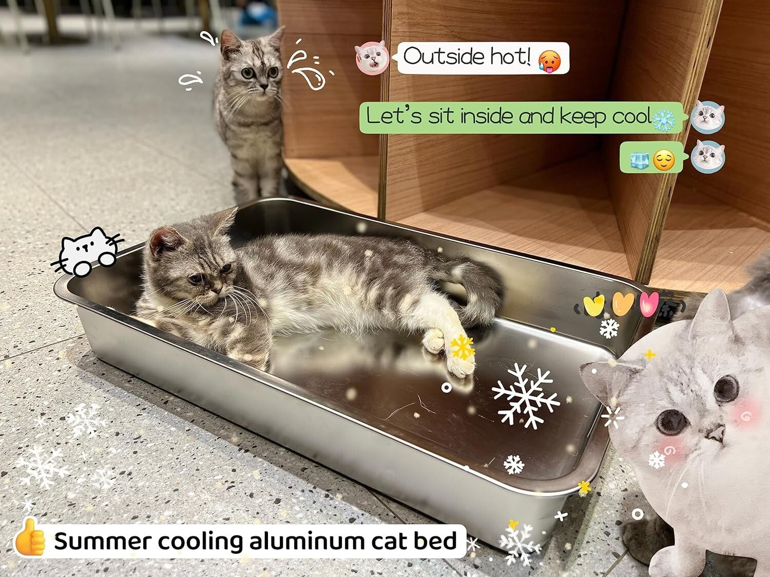 Non-Stick Cat Litter Box - Large Metal Pan with Rounded Corners for Safety