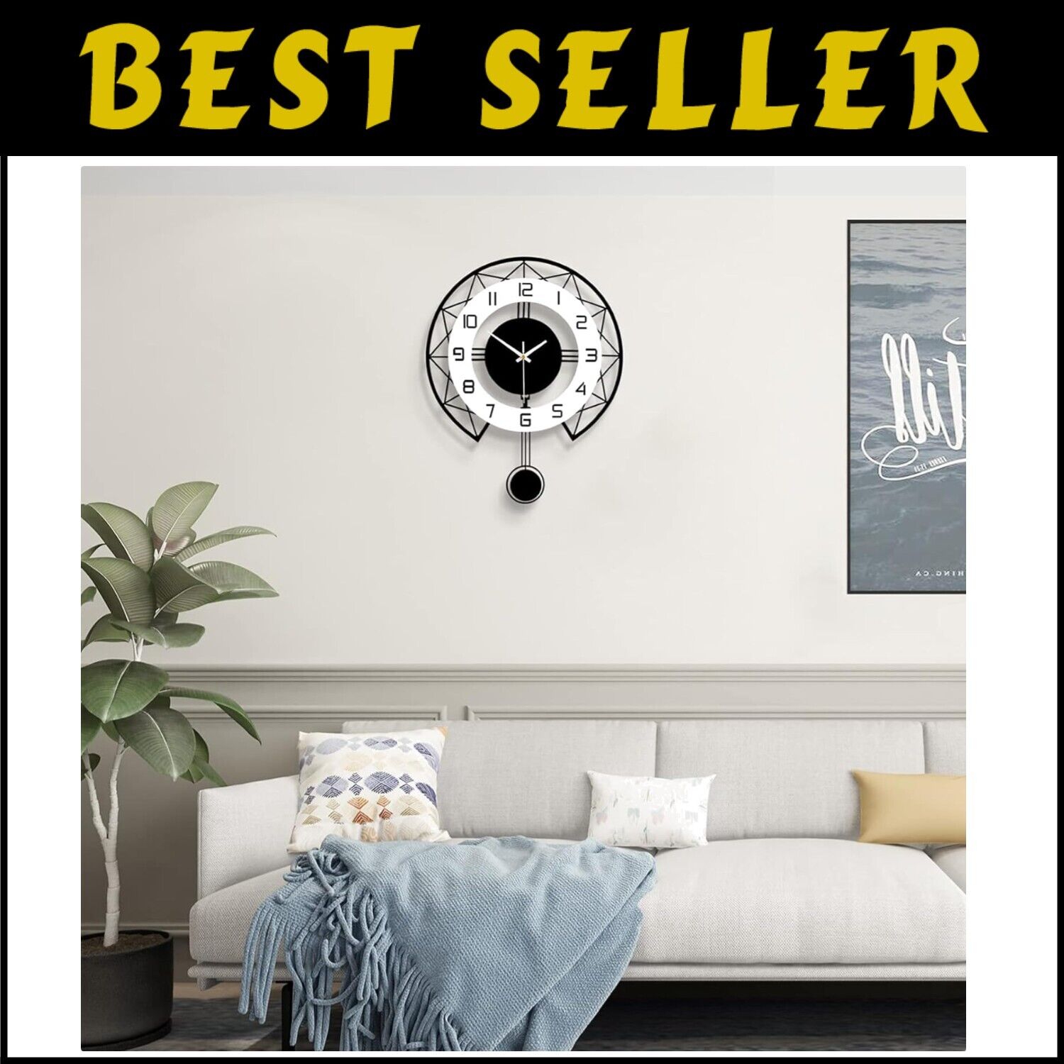 14 Inch Quiet Battery-Operated Wall Clock - Perfect for Living Room & Kitchen