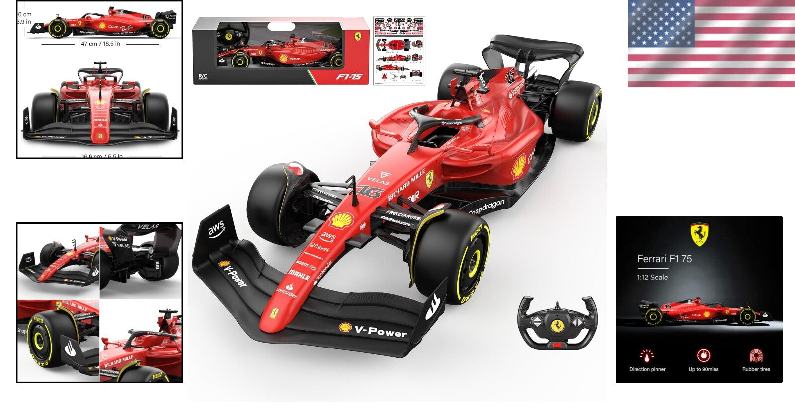 High Gloss 1:12 Ferrari F1 75 RC Car - Ideal Gift for Racing Fans & Enthusiasts