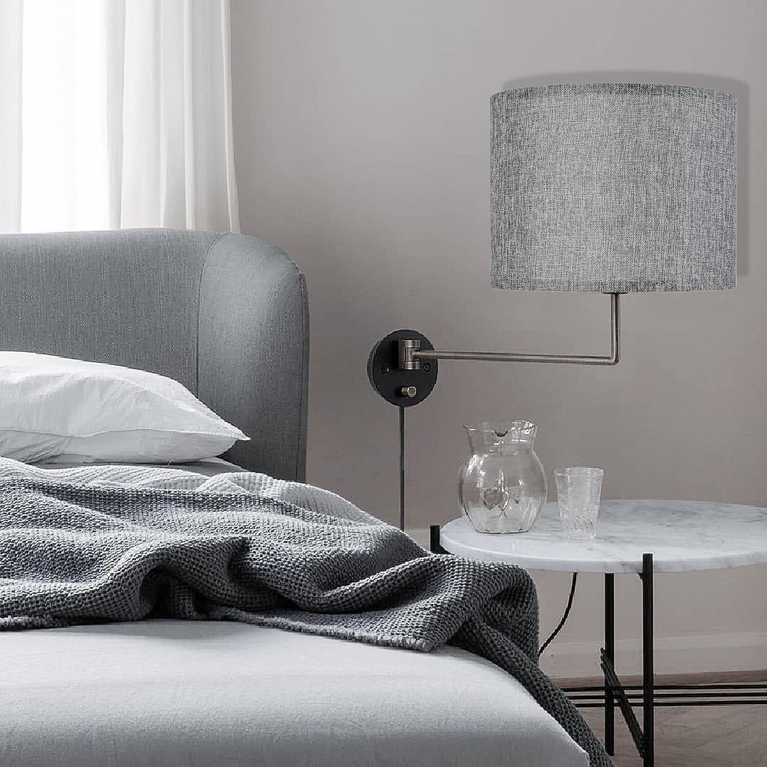 Set of 2 Medium 13" Drum Lamp Shades - Traditional Gray Design for Home Decor