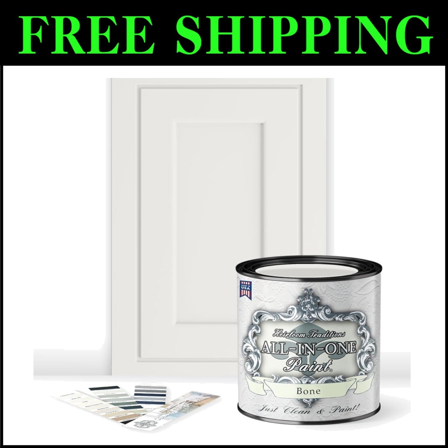 Versatile Water-Based Paint for Interior/Exterior - Matte Finish, Bone, 32 Oz