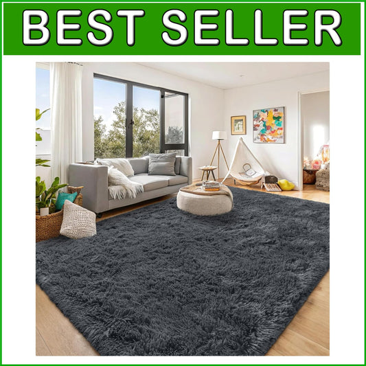 Luxurious 8x10 Grey Shaggy Rug - Soft Tufted Carpet for Living Rooms & Nurseries