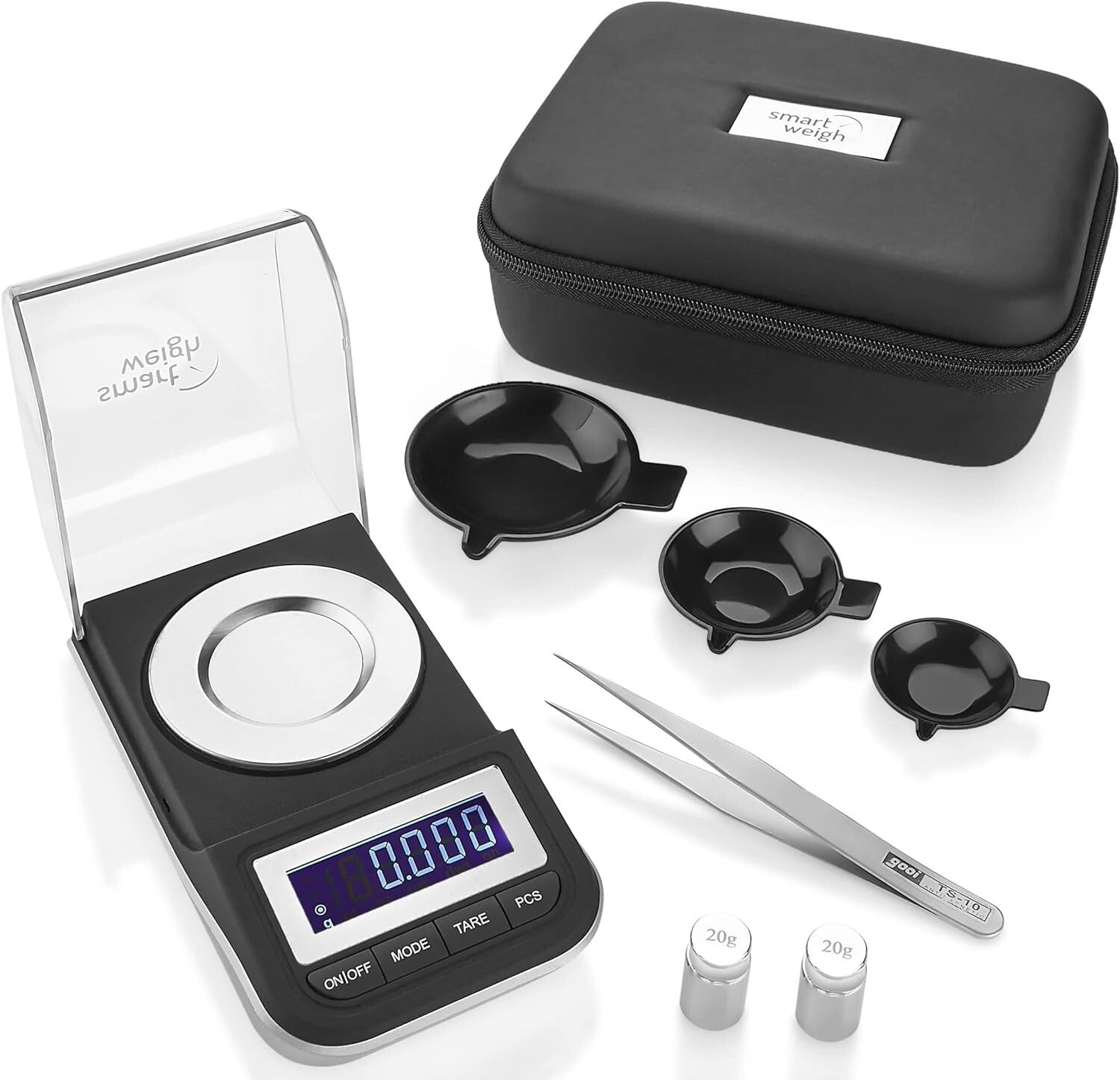 All-in-One High Precision 50g Milligram Scale with Calibration Weights & Case