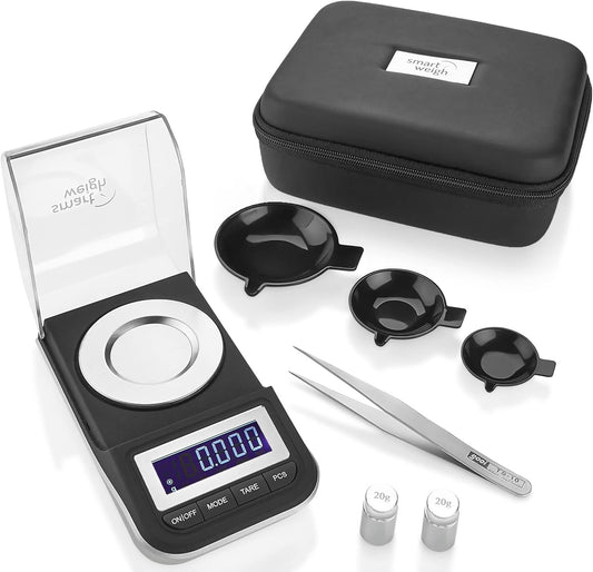 All-in-One High Precision 50g Milligram Scale with Calibration Weights & Case