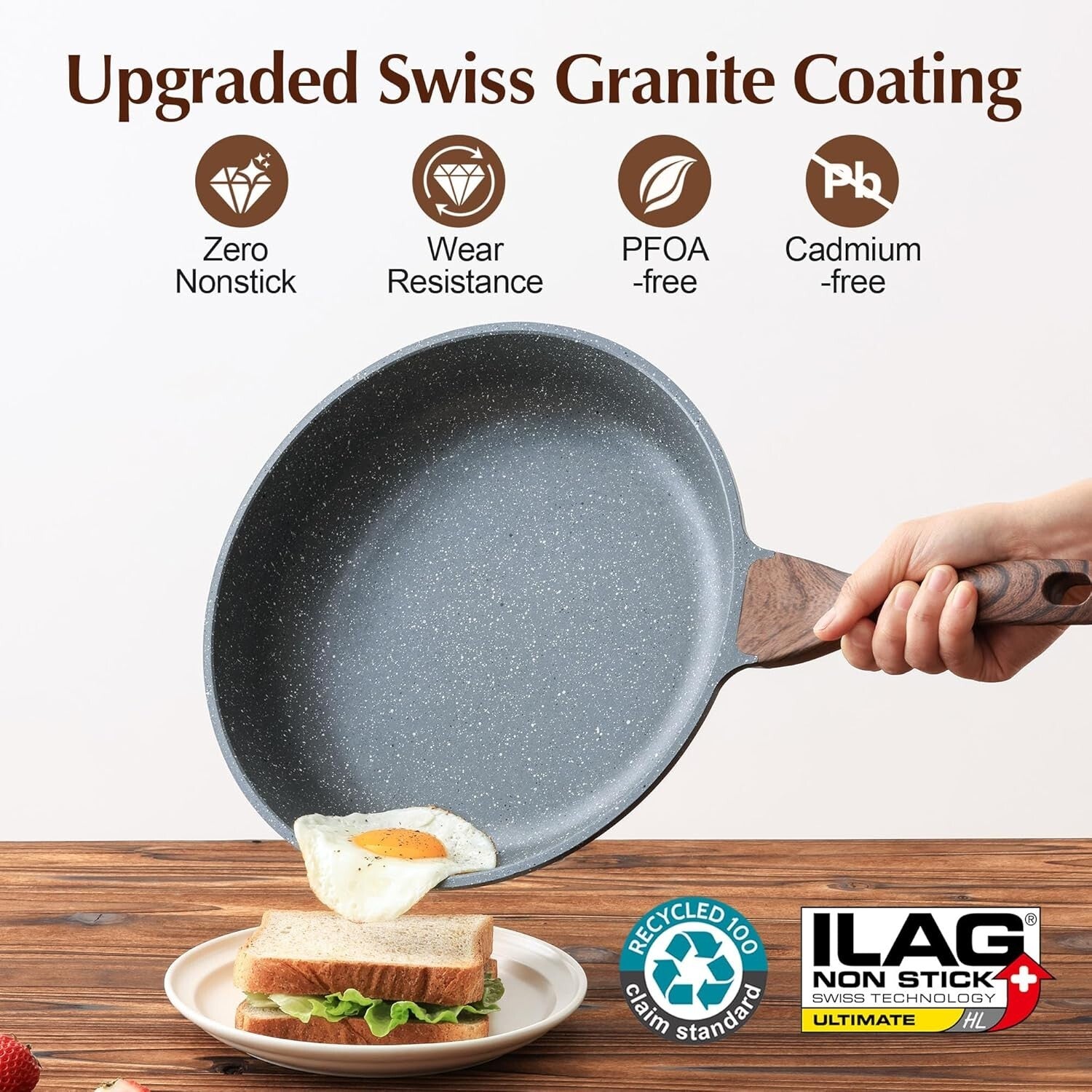 Swiss Nonstick Aluminum Skillet with Lid - 3 Quart Healthy Cooking Essential