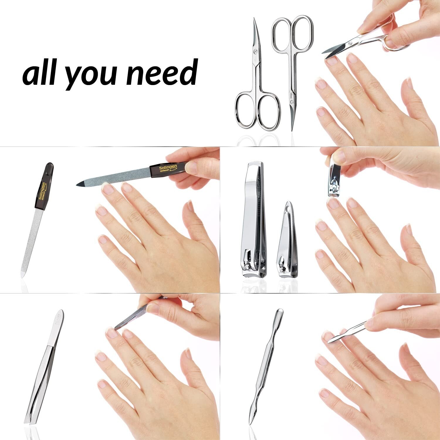 Exclusive Finger & Toe Nail Clipper Set with Real Leather Case - Germany Made