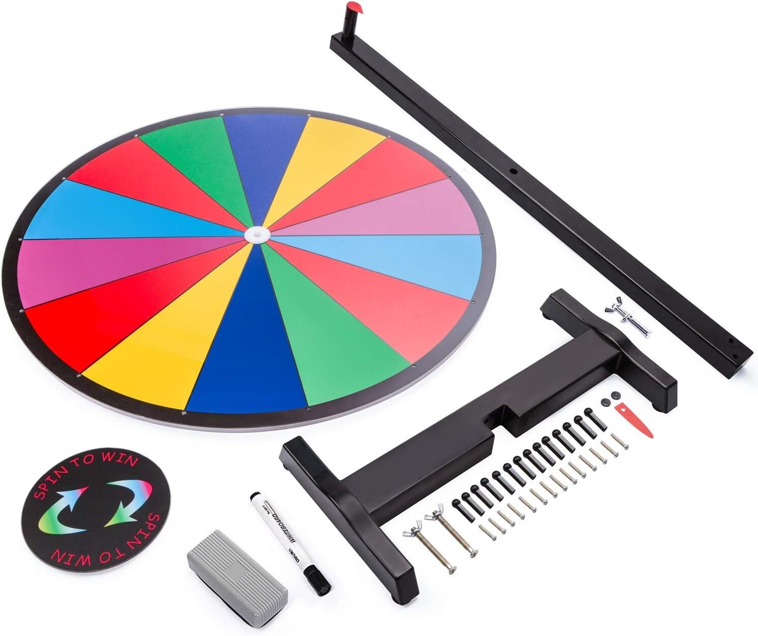 Durable 14-Slot Prize Wheel with Smooth Spin - Ideal for Carnivals & Trade Shows