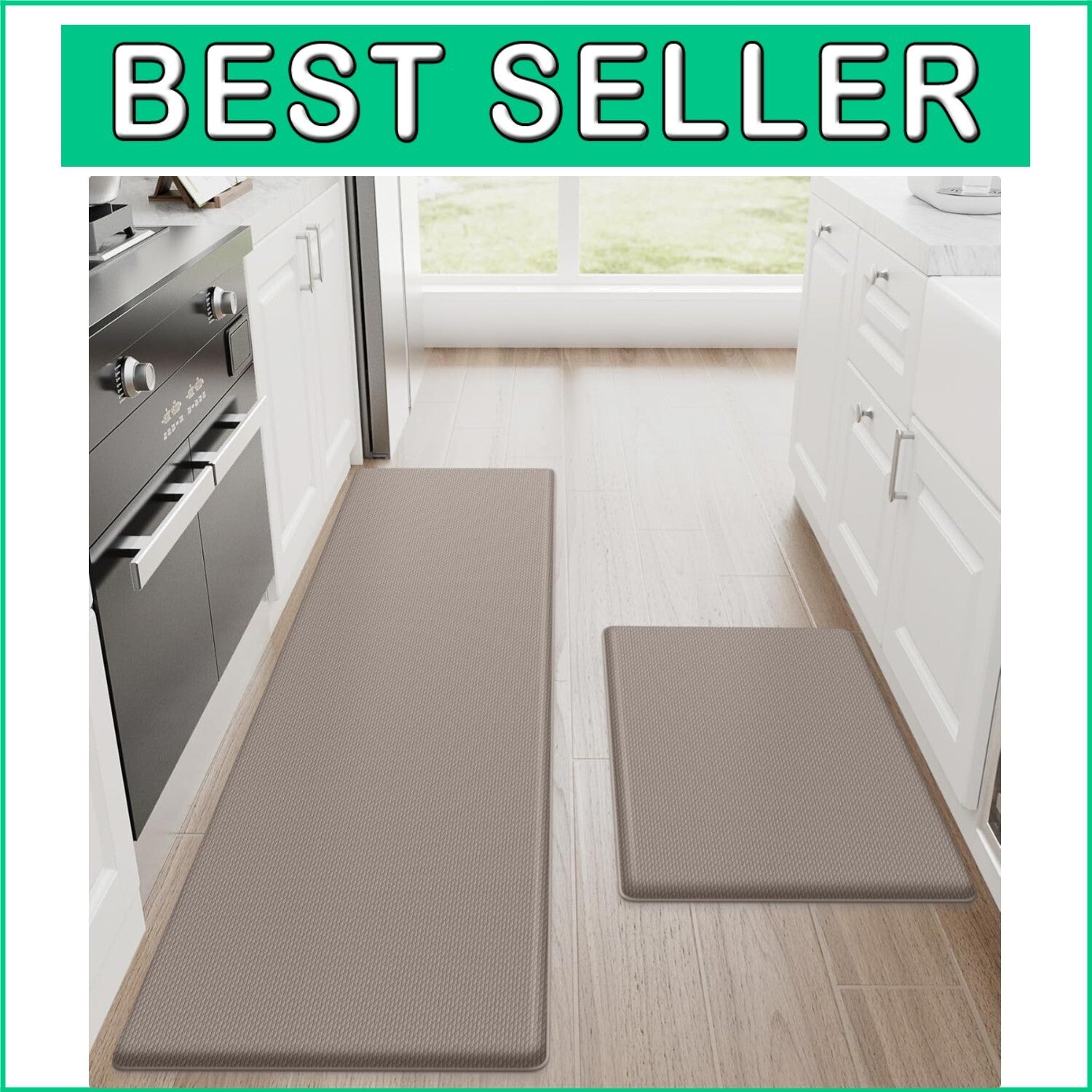 Cushioned 17.3'' x 30'' + 17.3'' x 59'' Non-Slip Kitchen Rugs for Comfort