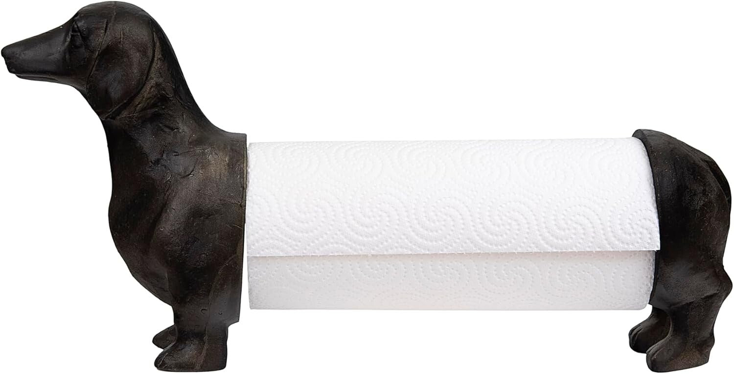 Antiqued Bronze Dachshund Paper Towel Holder - Charming Kitchen Companion
