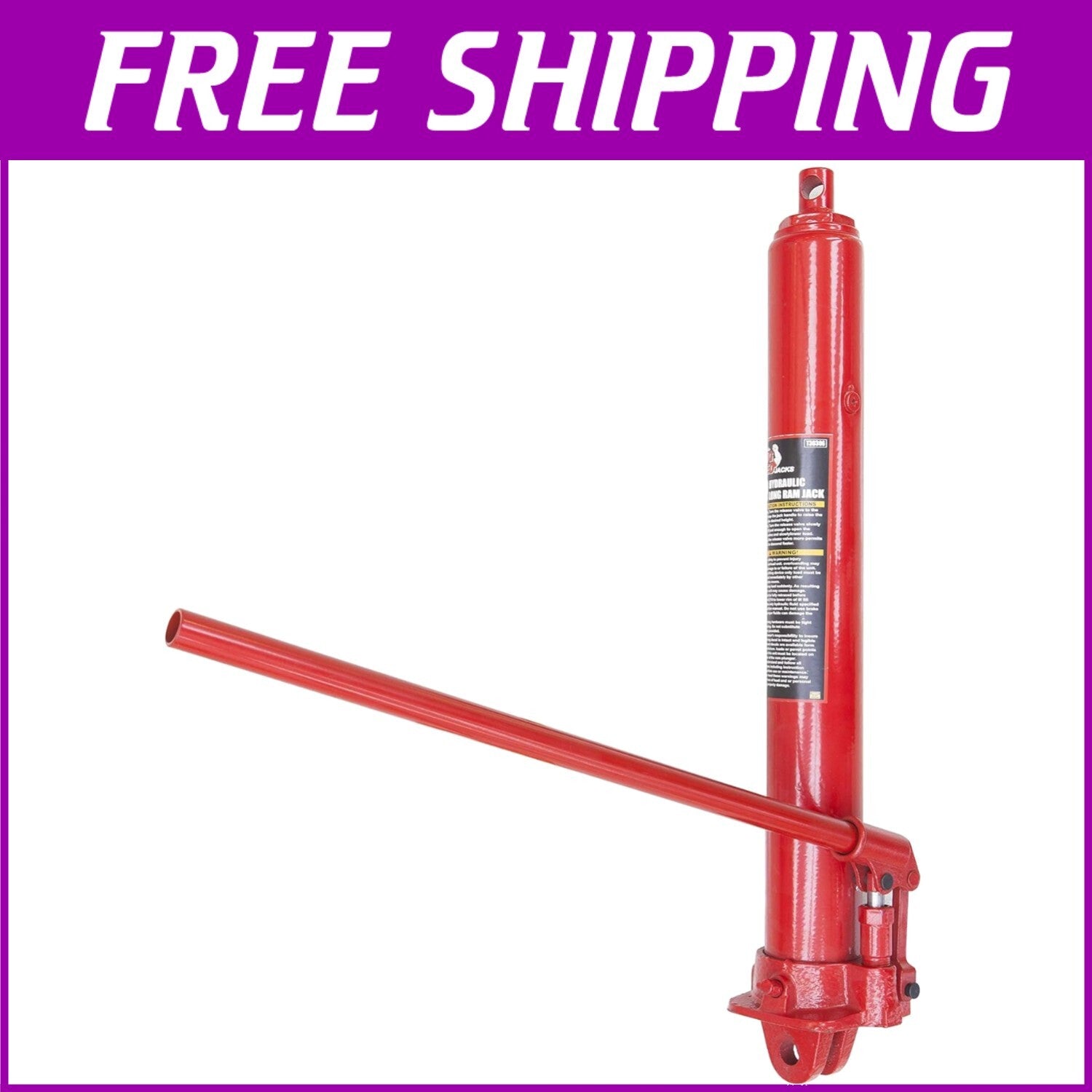 8 Ton Hydraulic Long Ram with Single Piston Pump - Versatile Clevis Base, Red