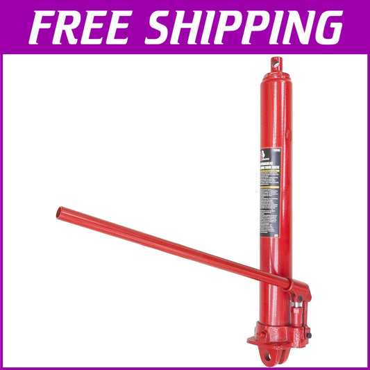 8 Ton Hydraulic Long Ram with Single Piston Pump - Versatile Clevis Base, Red