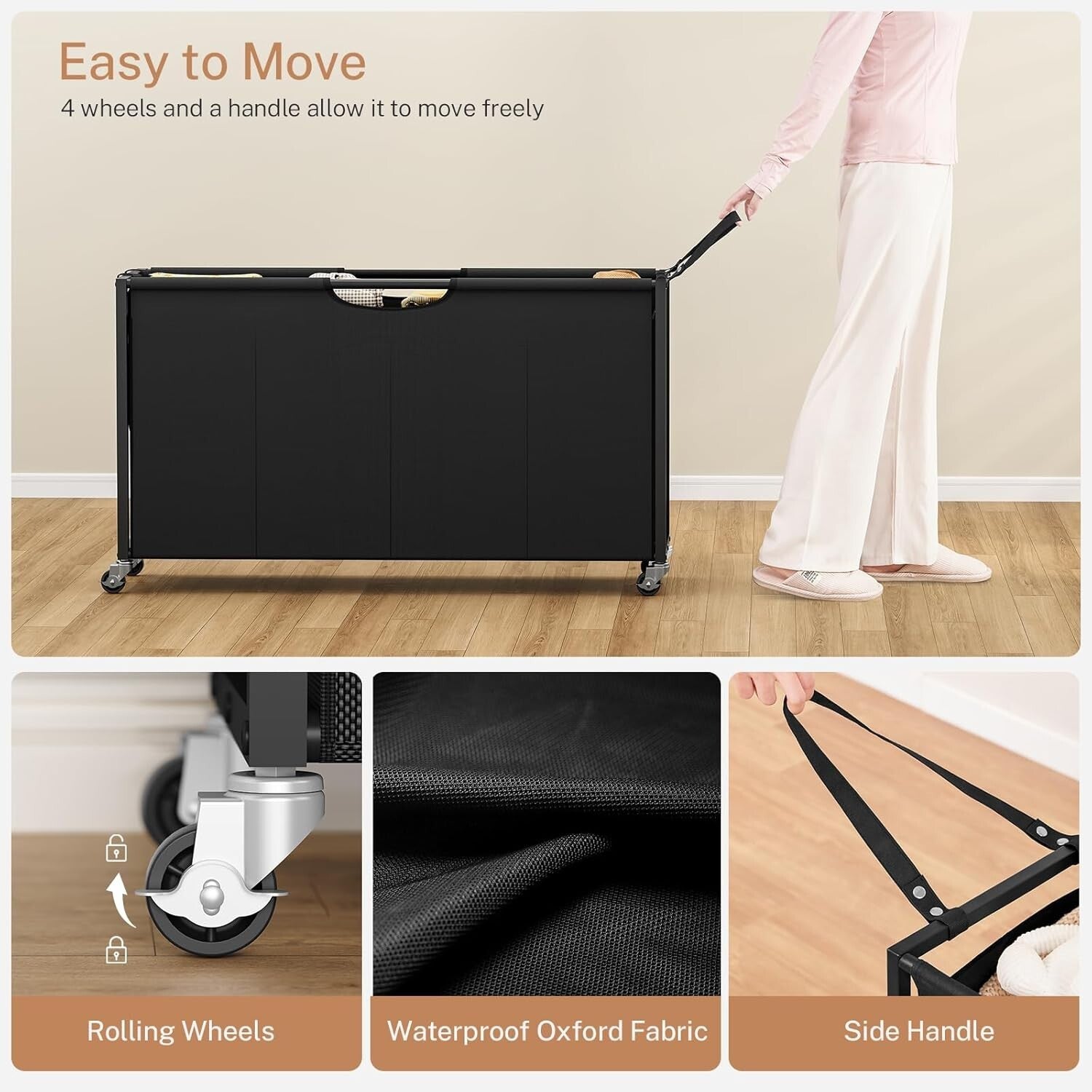 Multi-Functional 300L Laundry Basket with Rolling Design & Sturdy Tabletop