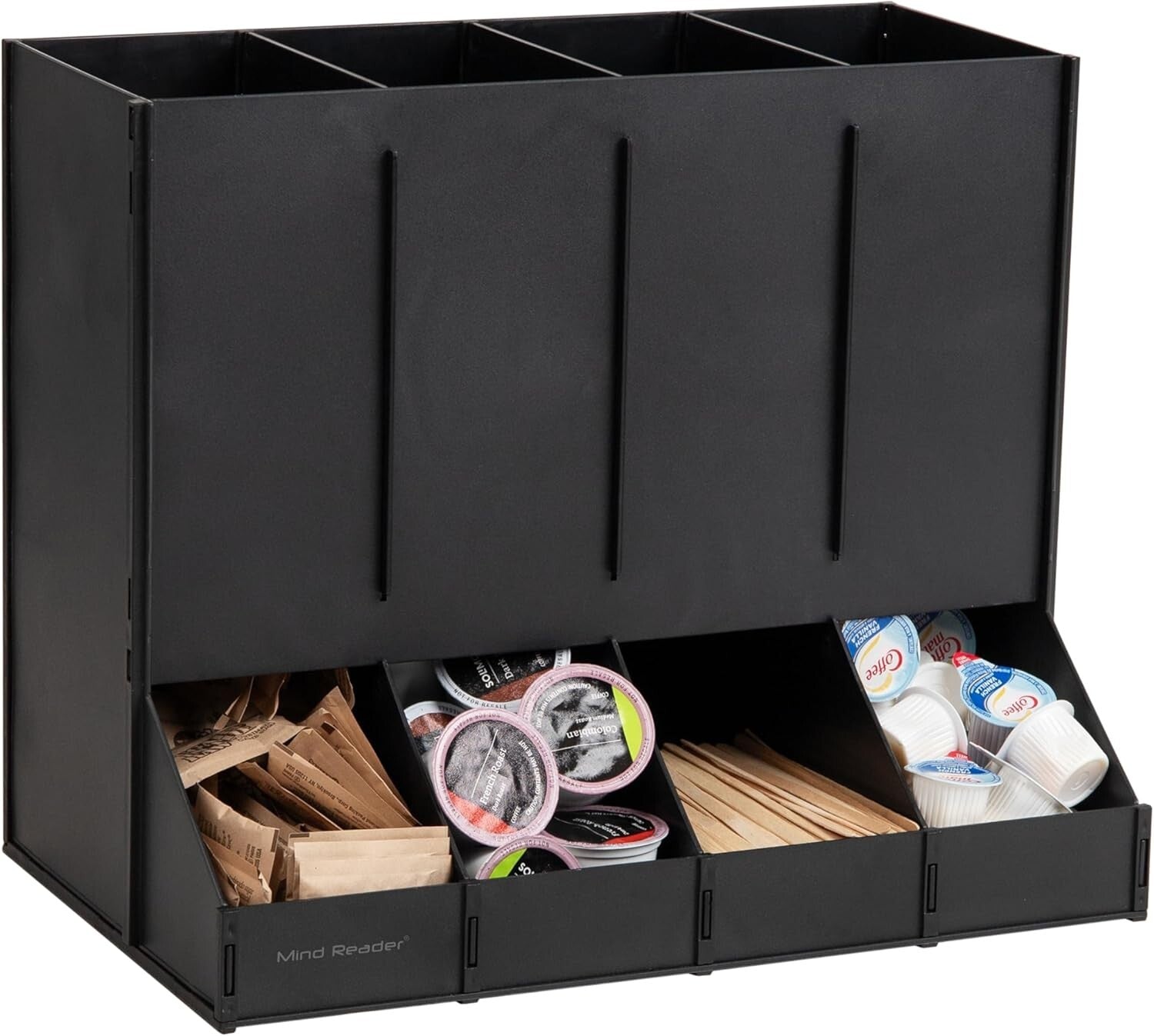 4-Compartment Coffee Pod Dispenser - Sleek 120-Pod Organizer for Breakrooms
