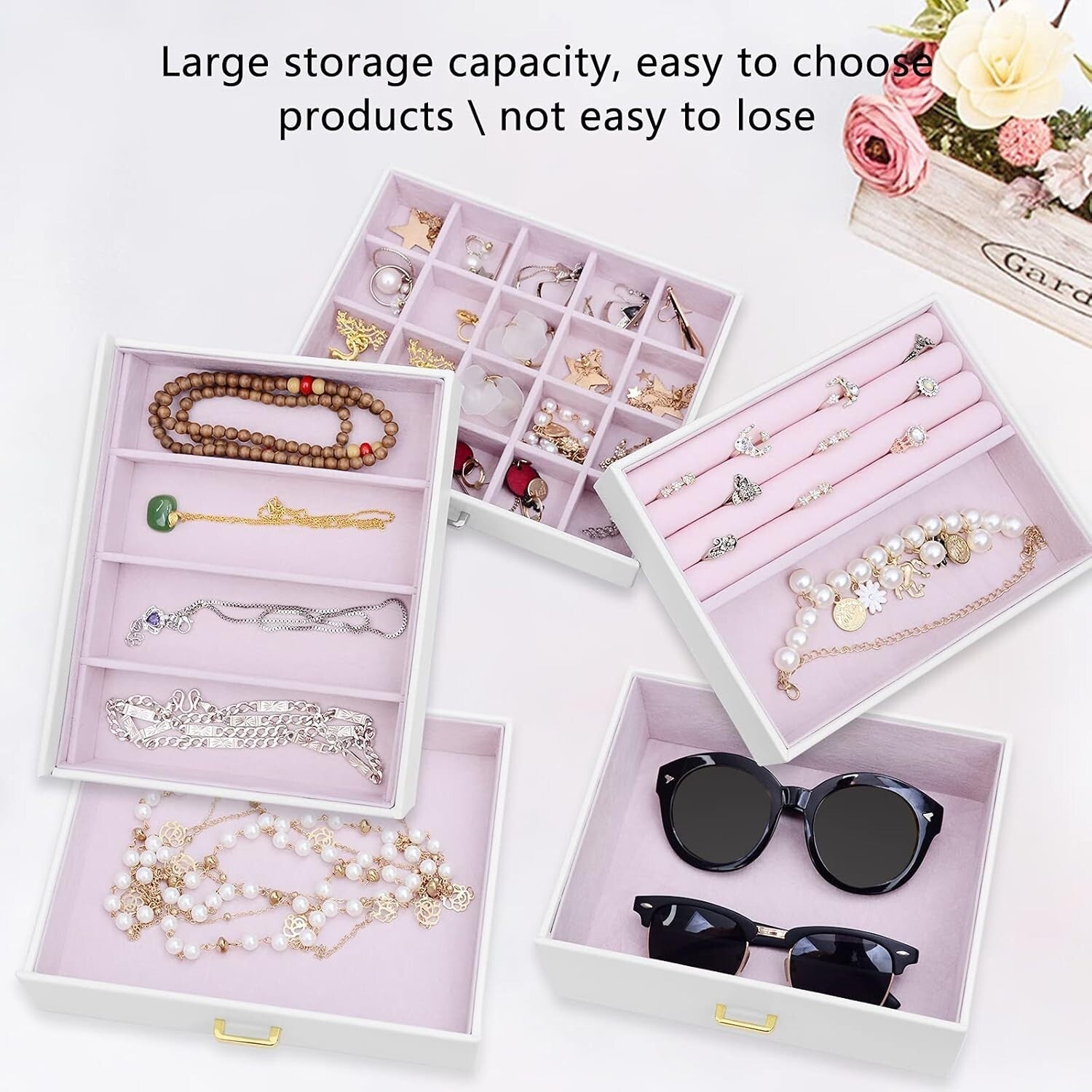 Portable 6-Tier Jewelry Organizer with 5 Drawers and Velvet Lining - Gift Idea