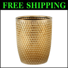 Load image into Gallery viewer, Stylish Open-Top Gold Trash Can - Durable Ceramic Waste Container for Any Room