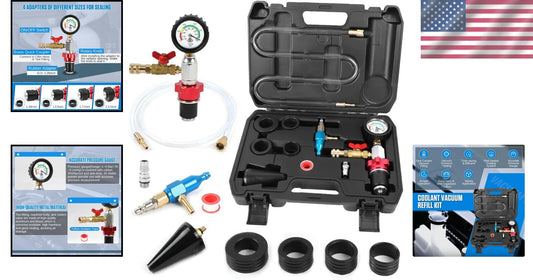 Durable Vacuum Coolant Refill Kit in Portable Toolbox - For All Vehicle Types