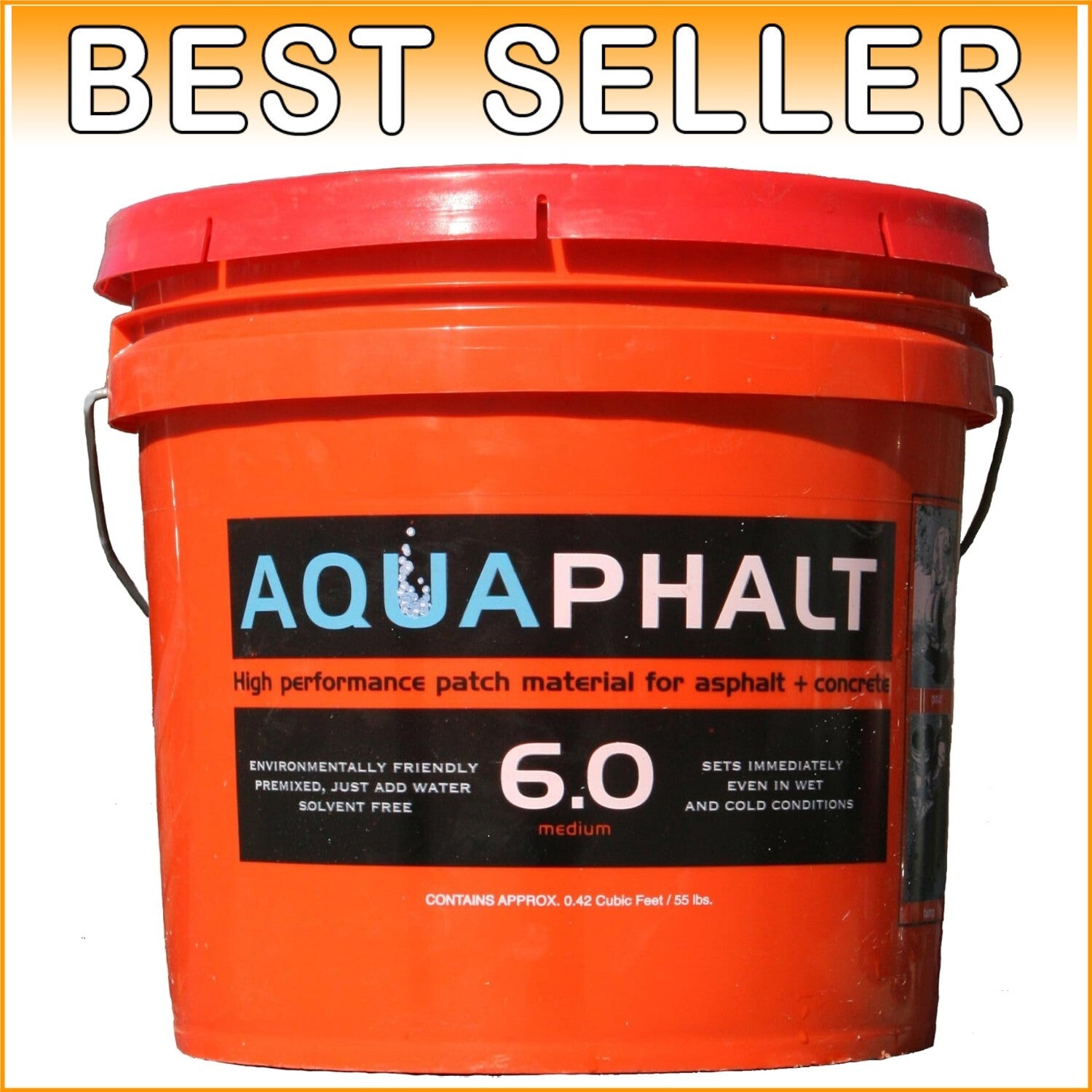 6.0 Permanent Asphalt Repair - Eco-Friendly, Water-Activated, 3.5 Gallon Bucket