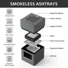 Load image into Gallery viewer, 3-in-1 Smokeless Ashtray with Built-in Lighter and USB Rechargeable Convenience