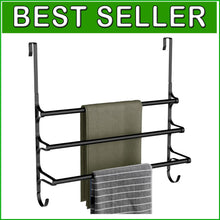 Load image into Gallery viewer, Durable 24.2” Over Door Towel Storage Rack with Hooks - Smart Bathroom Solution
