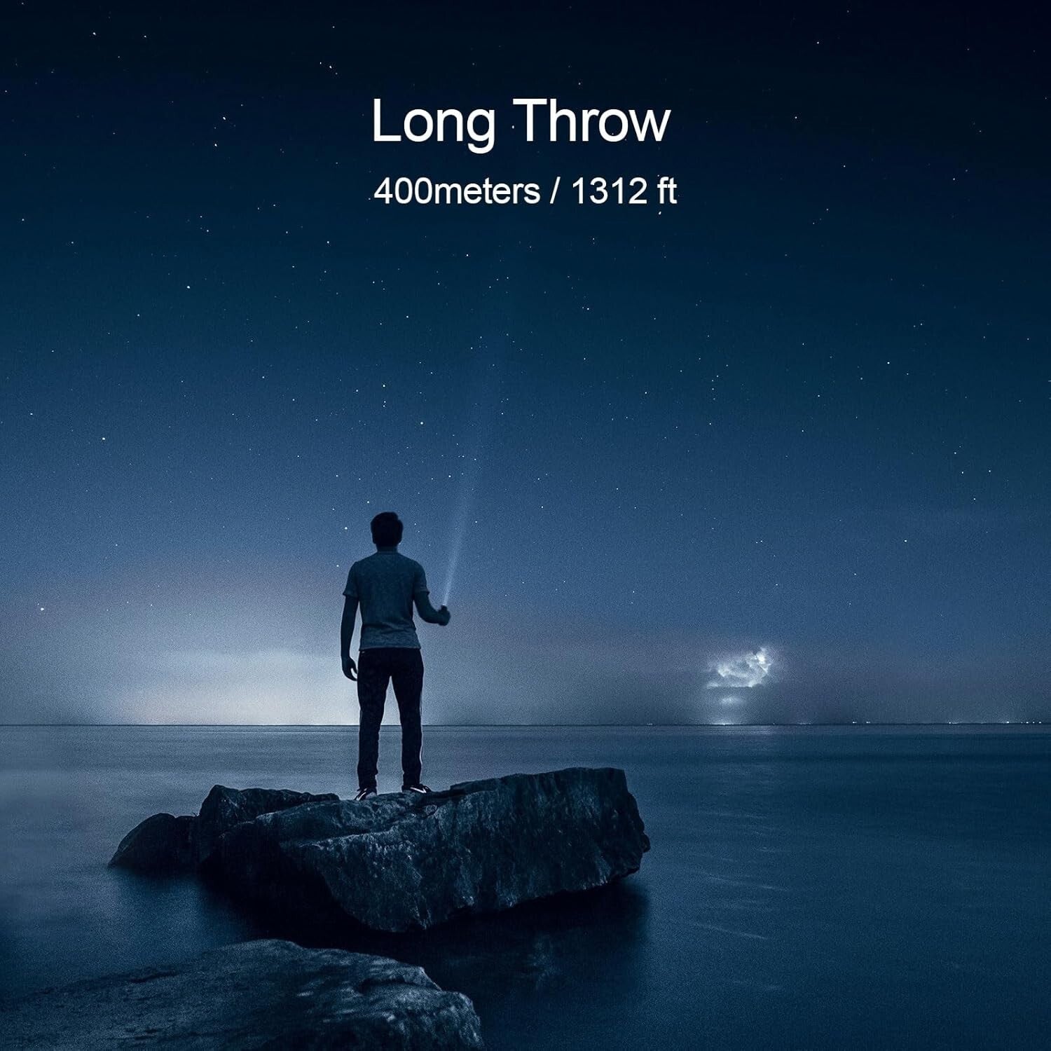 High Power EDC Flashlight with 400m Throw, Non-Slip Grip & Impact Resistance