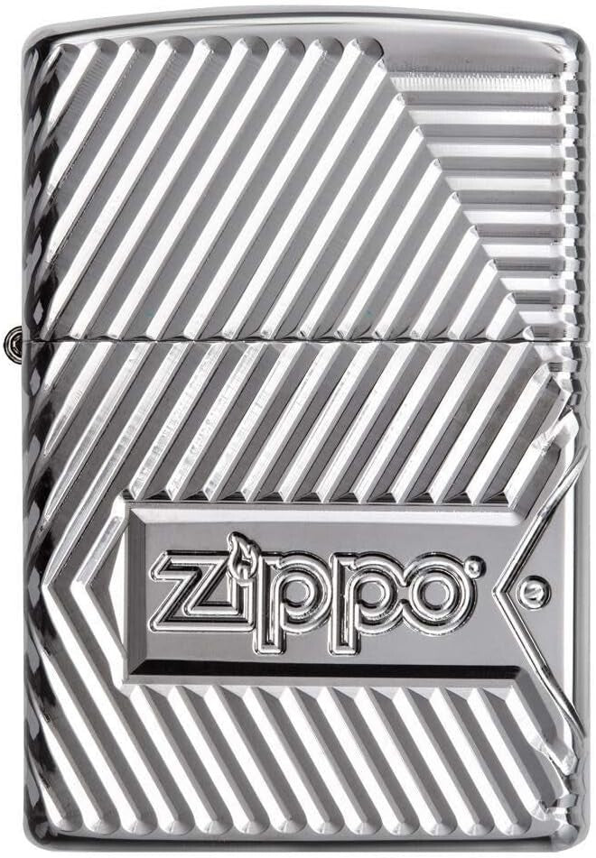Distinguished Windproof Pocket Lighter - Chrome Finish with Logo Design