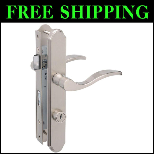 Classic Satin Nickel Mortise Lock with Keyed Deadbolt for Metal and Wood Doors