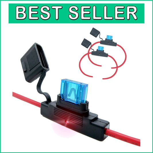 12V Waterproof In-Line Maxi Blade Fuse Holder with LED Indicator - Set of 2