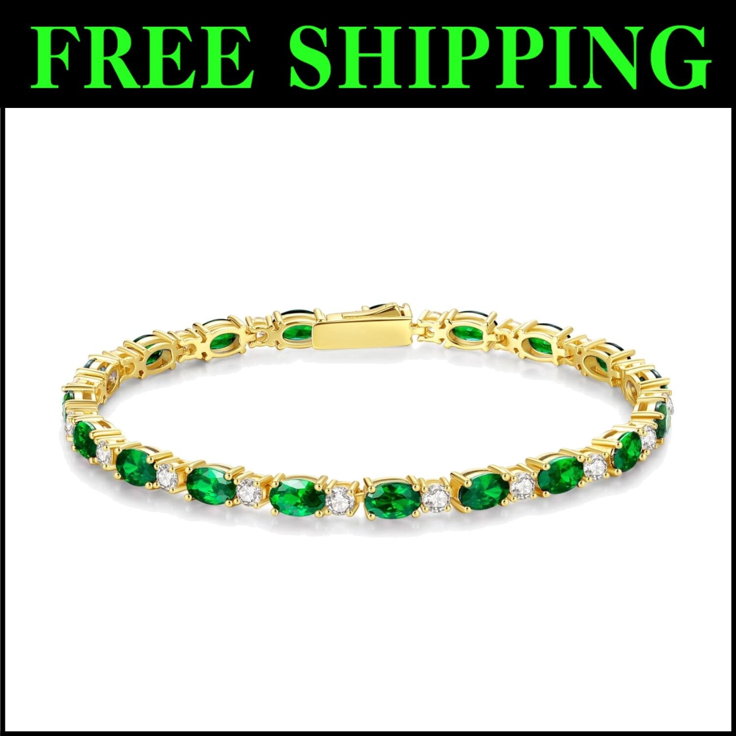 Elegant 14K Gold Plated Birthstone Bracelet - 7 Inch Sterling Silver Beauty