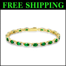 Load image into Gallery viewer, Elegant 14K Gold Plated Birthstone Bracelet - 7 Inch Sterling Silver Beauty