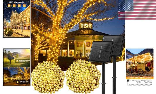 144FT Solar String Lights Outdoor, 400 LED with 8 Modes - Waterproof & Flexible