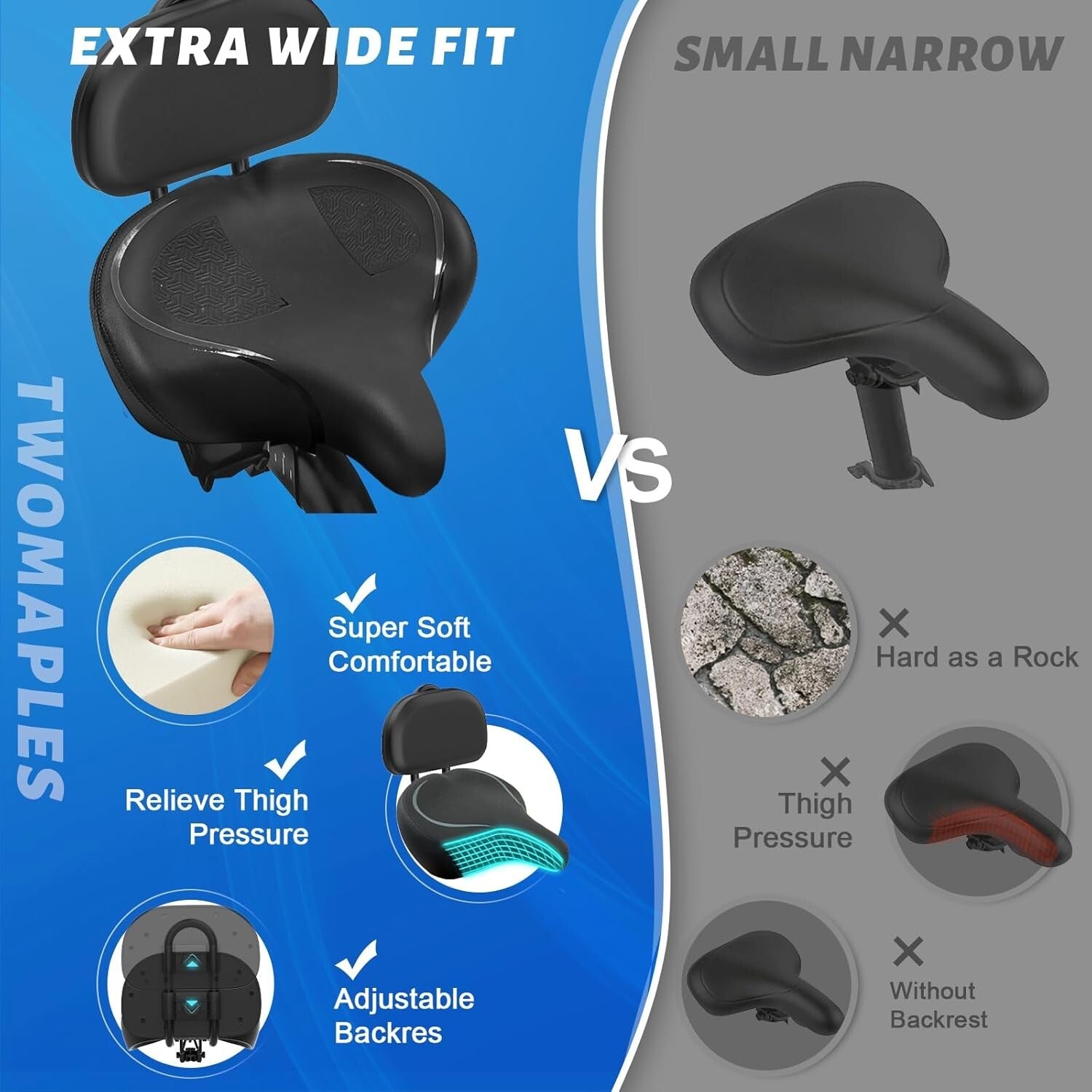 Ergonomic Oversized Bicycle Saddle with Memory Foam - Easy 2-Minute Installation