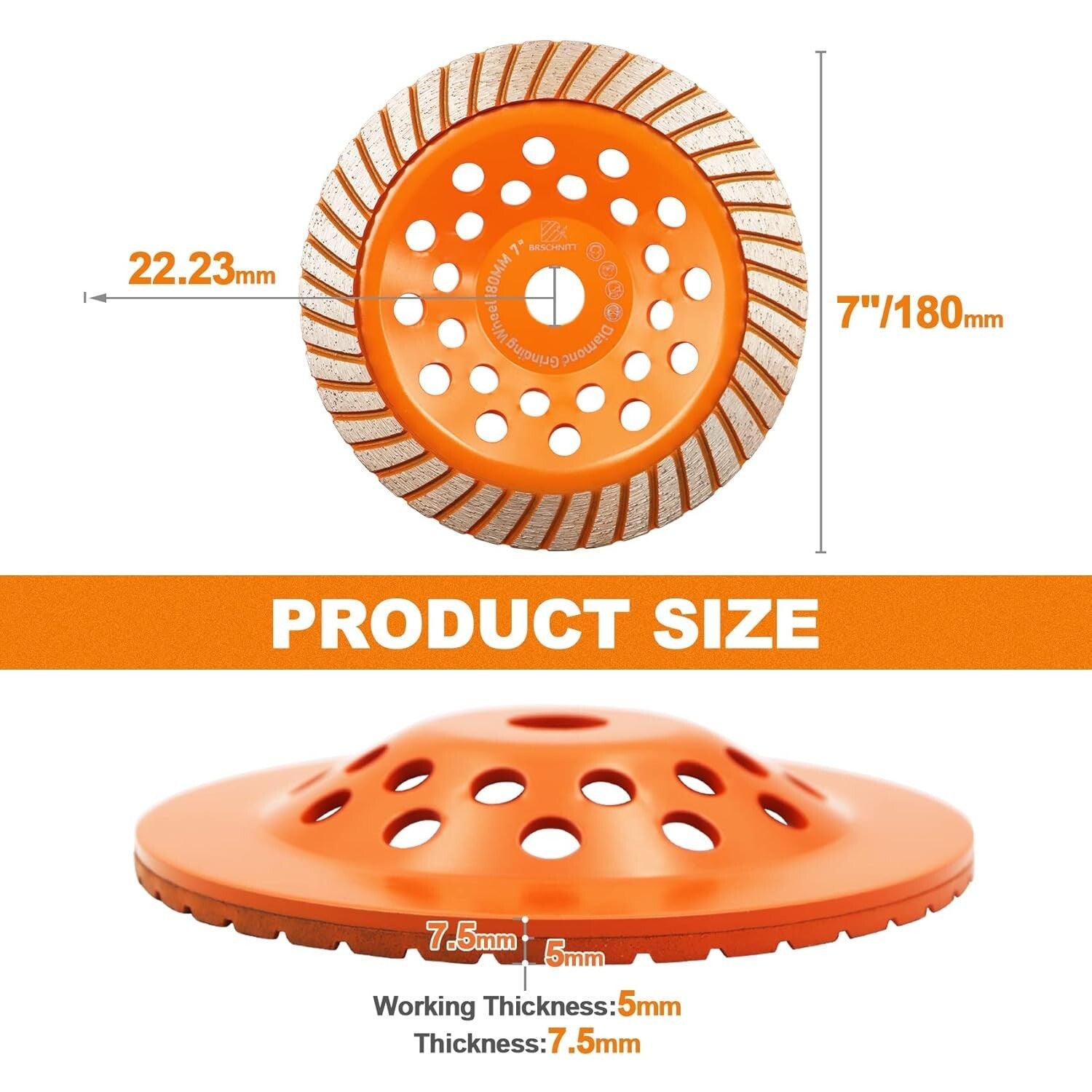 Turbo Row 7 Inch Diamond Grinding Wheel - Coarse Grit for Fast Material Removal