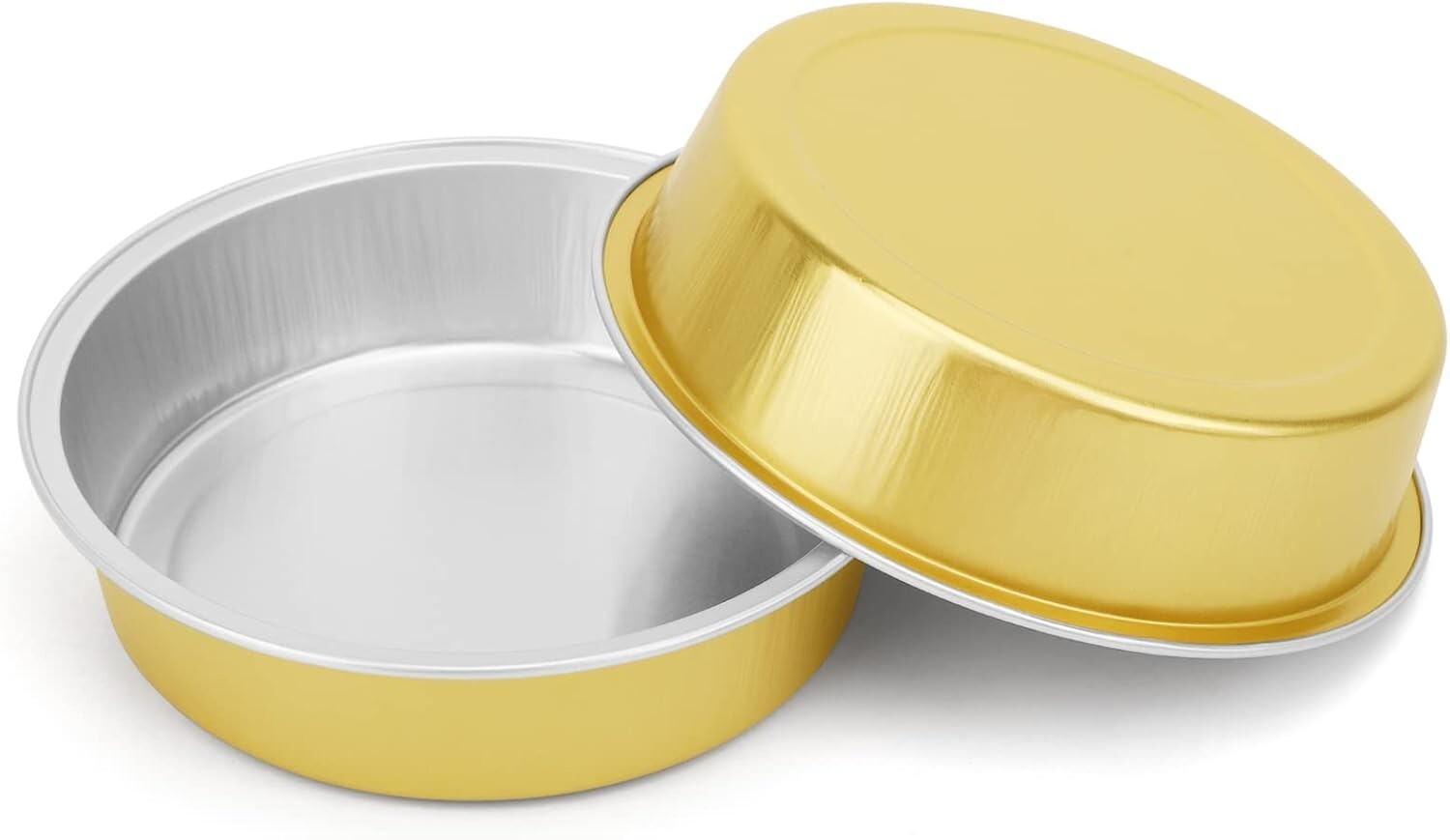 Bulk 100 Mini Cake & Tart Pans - Golden Disposable Aluminum Pie Tins with Lids