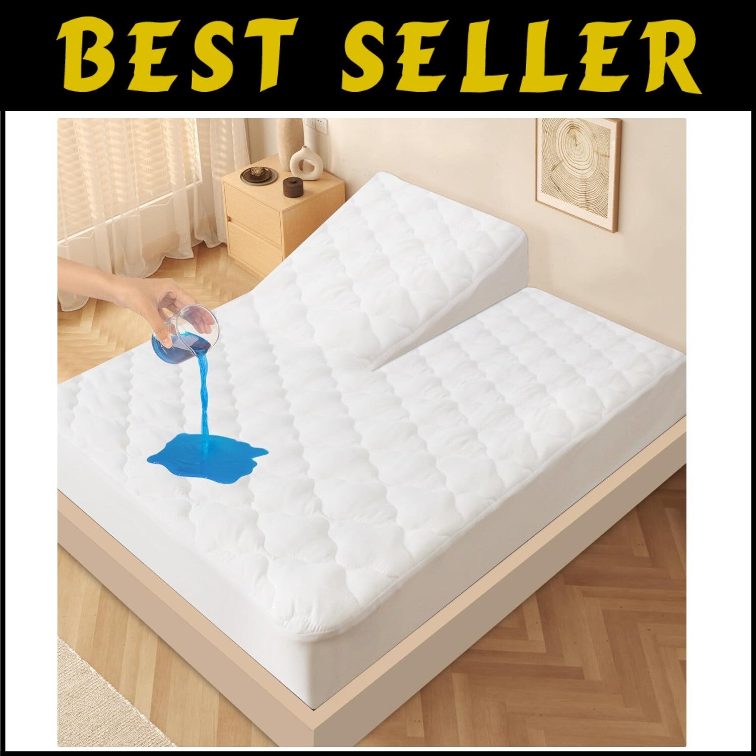 Deep Pocket Waterproof Split Top King Mattress Protector with Stain Protection