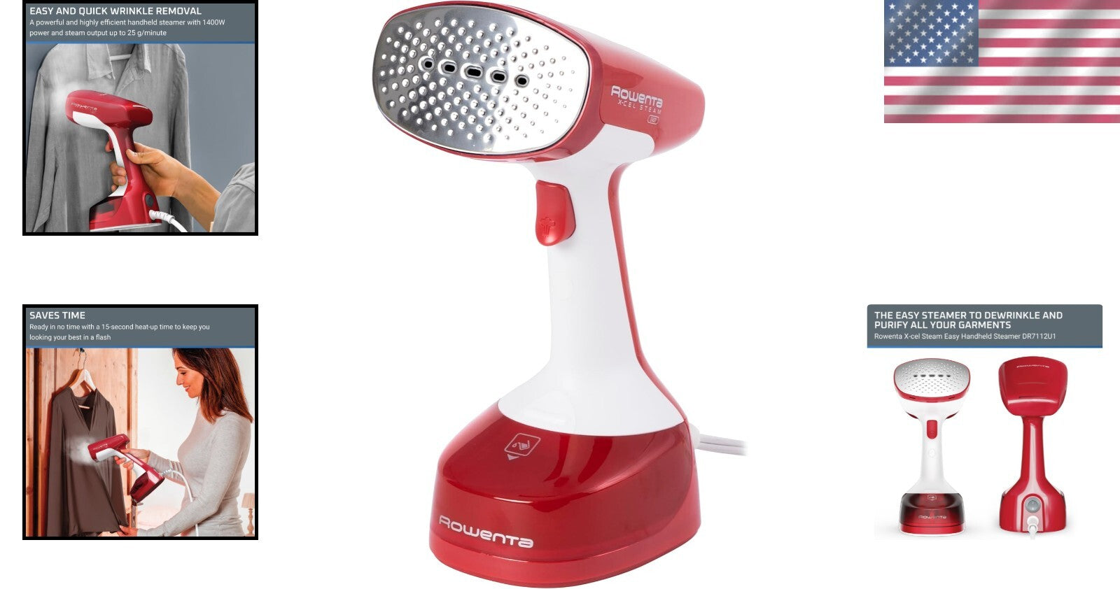 Portable 1400W Clothes Steamer with 15 Sec Heating for Quick Wrinkle Removal