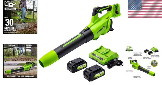 Cushioned Grip 48V Cordless Leaf Blower - 585 CFM Airflow, Up to 30 Min