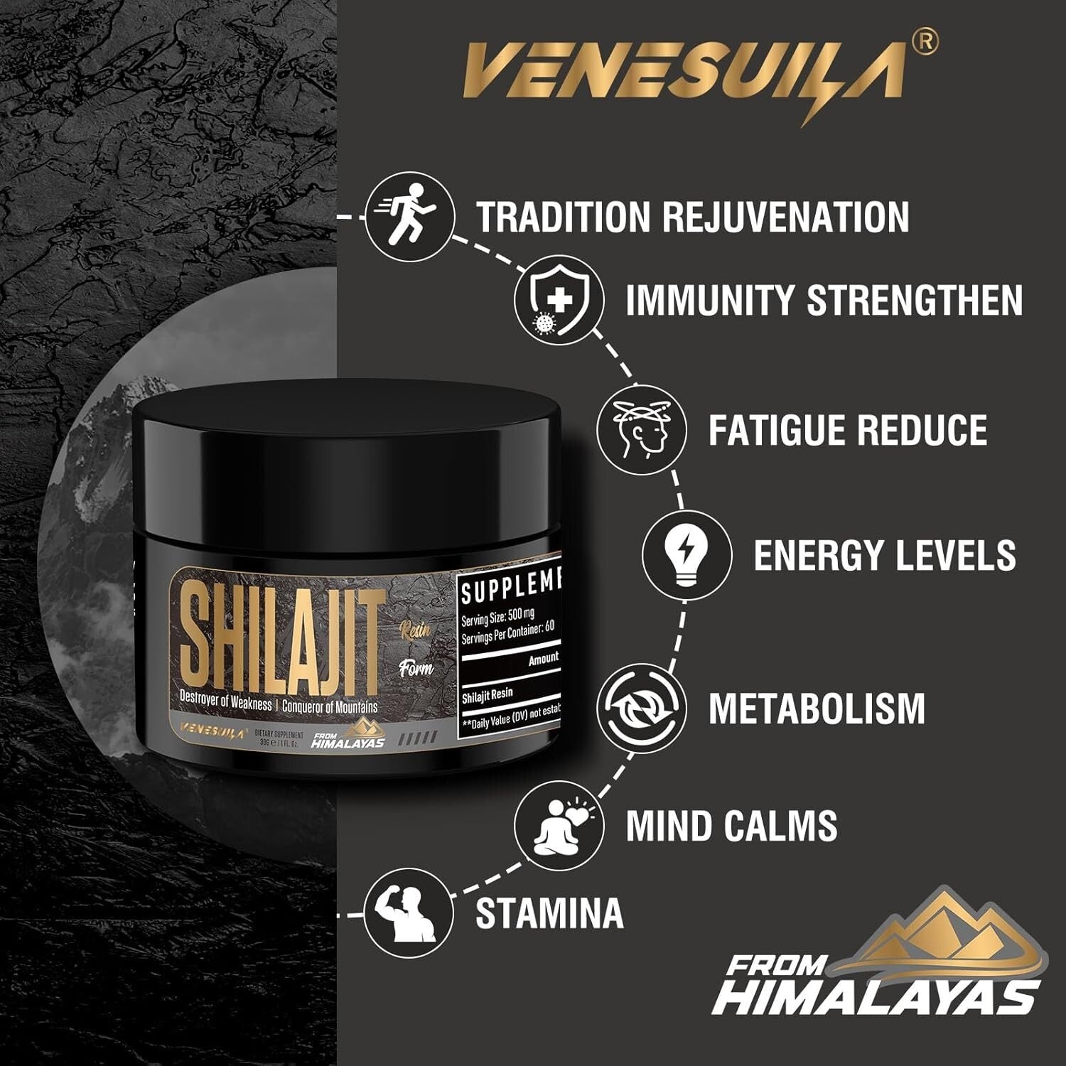 Authentic Himalayan Shilajit Resin - 85 Minerals for Daily Vitality (3 Count)