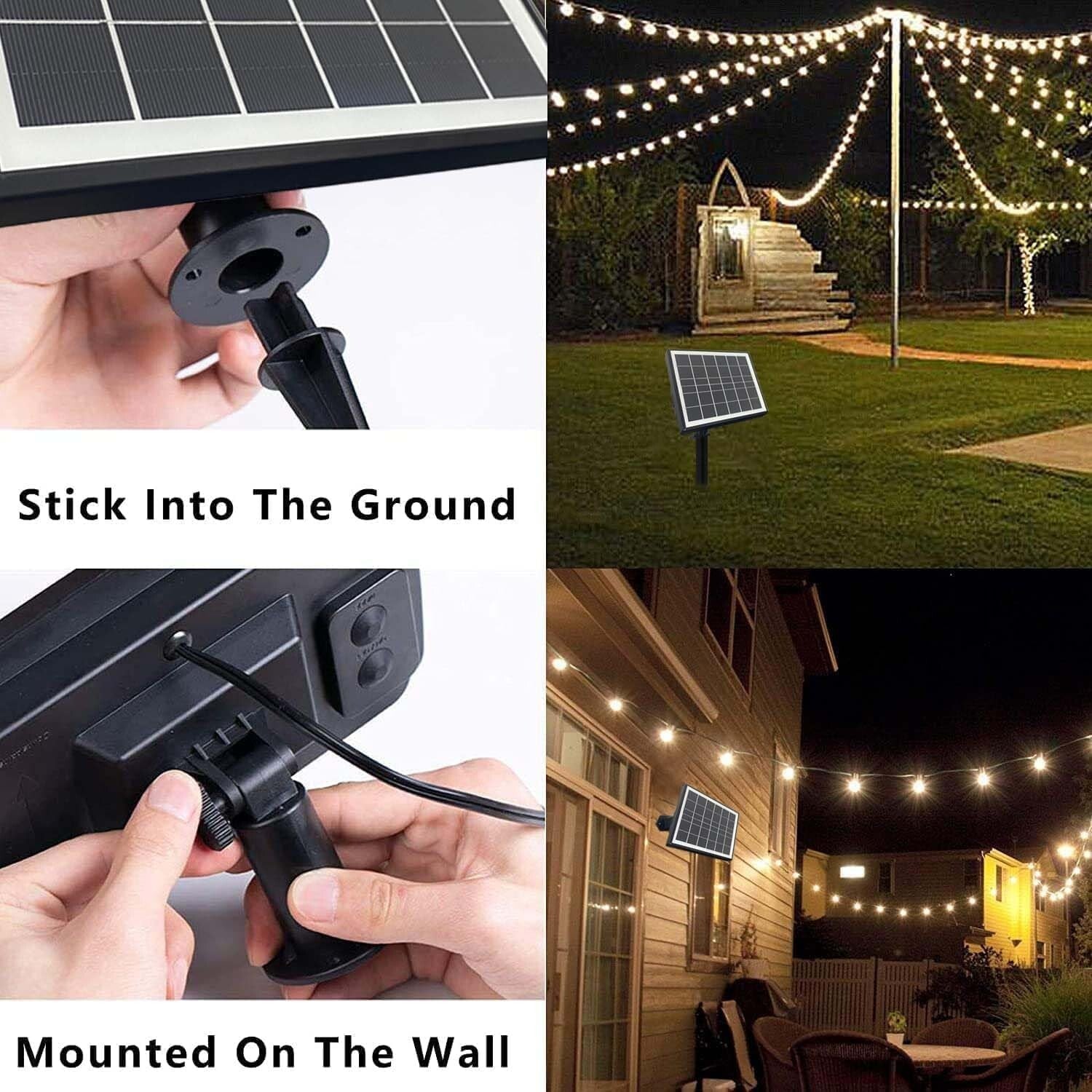100ft Solar String Lights: 48 Waterproof LED Bulbs for Elegant Outdoor Spaces
