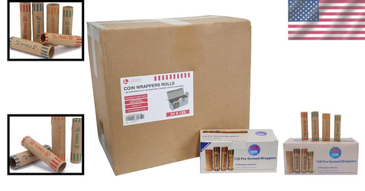 3072 Pcs Color-Coded Coin Roll Wrappers - Quarters, Nickels, Dimes, and Pennies