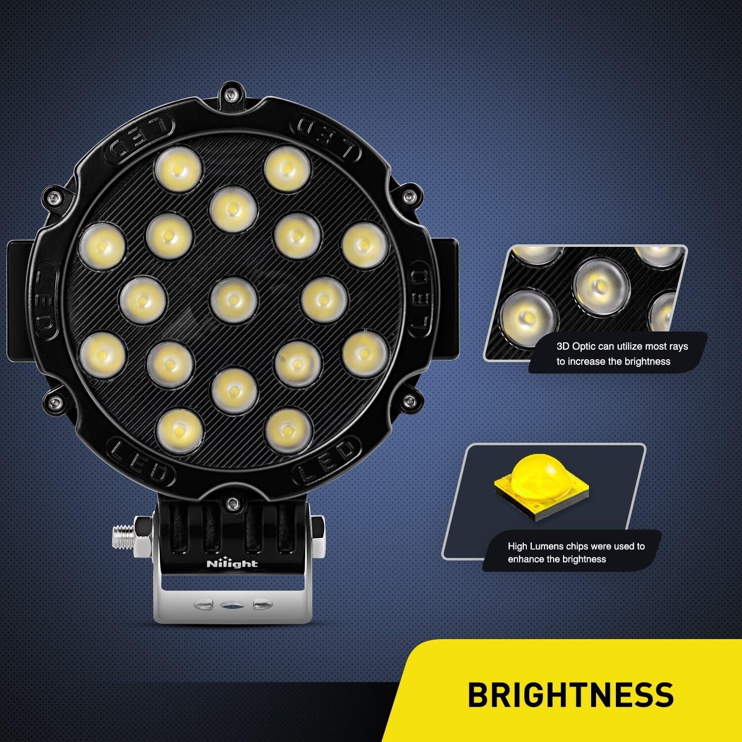 Durable 51W LED Flood Light Pod Set - Waterproof Lighting for Off-Road Vehicles