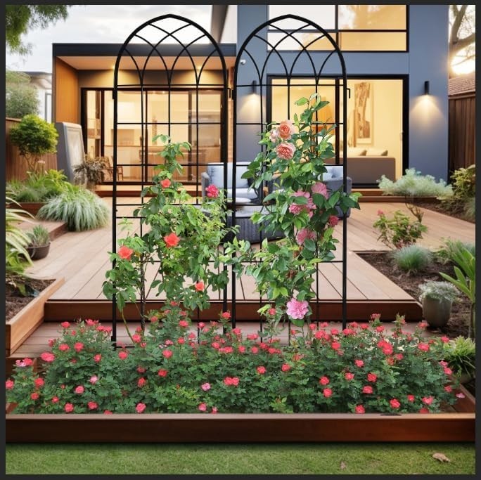 Elegant Rust-Proof Iron Arch - 71x20in Trellis for Outdoor Climbing Plants