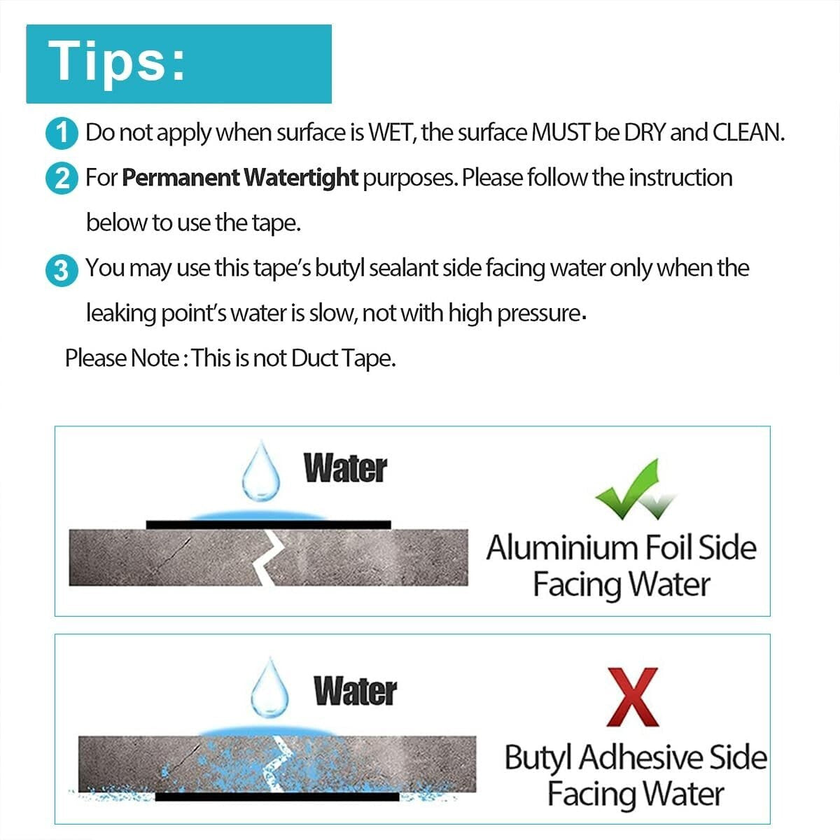 Strong Self-Adhesive Aluminum Tape for Metal Roof & Boat Leak Repair - 6"W